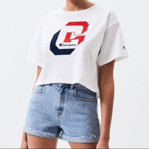 White Champion Crop Top